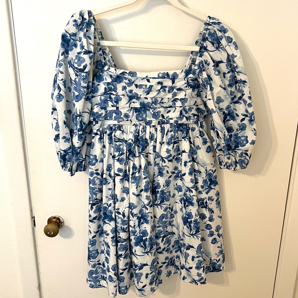Abercrombie Emerson Poplin Puff Sleeve Mini Dress